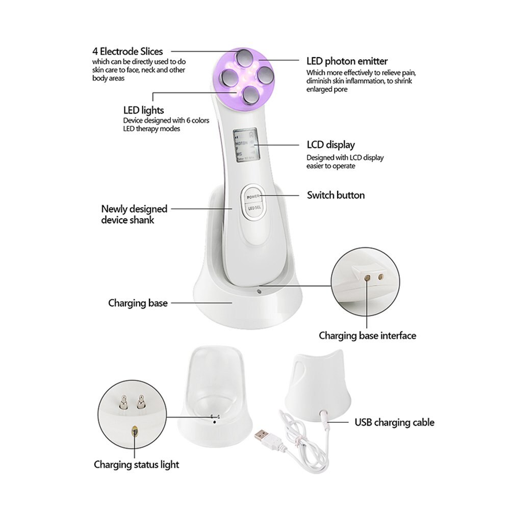 LED Photon Face Skin EMS Mesotherapy Electroporation RF Radio Frequency Facial Skin Care Device Lift Tighten Beauty Machine