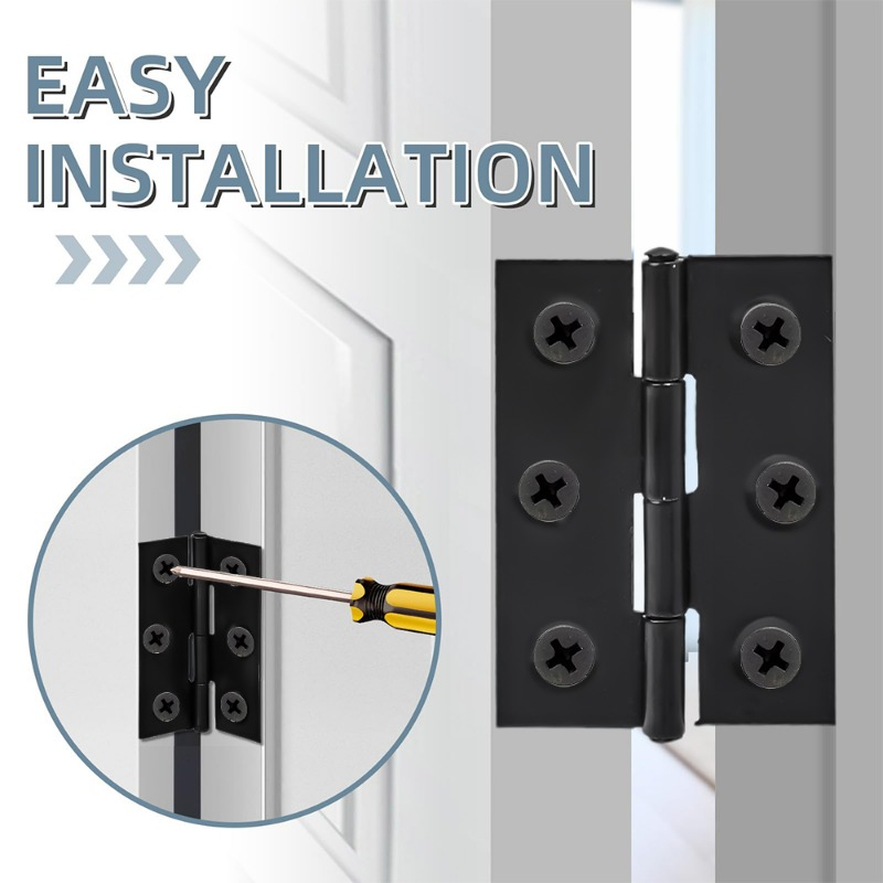 1/10sets Deurscharnier 2-Inch Indoor Rvs Platte Scharnieren Zwart Meubelbeslag Deur Raam Scharnier home Improvement Tools