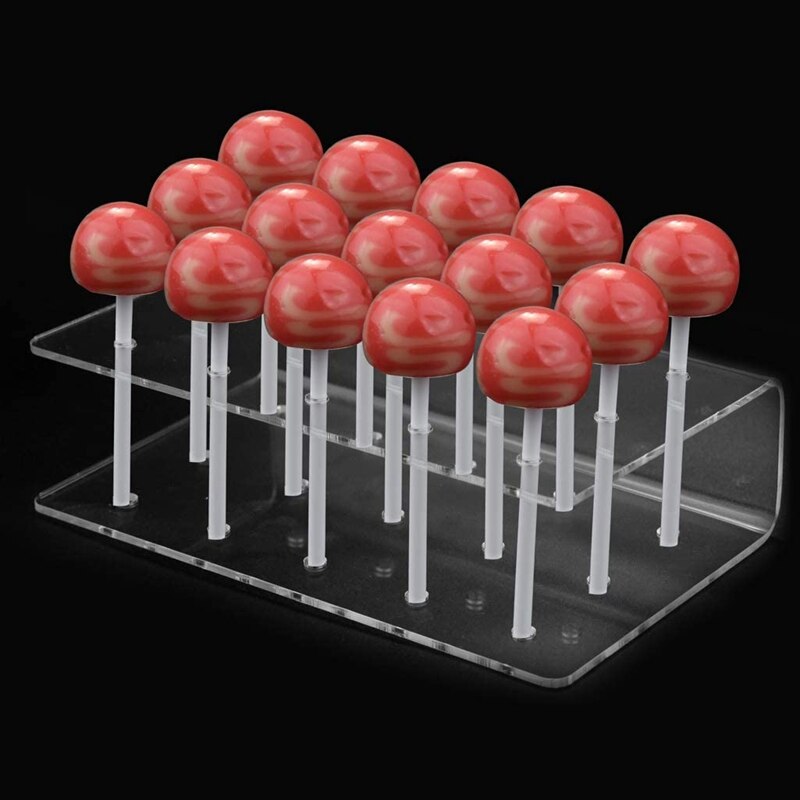 2 Pcs of 15-Hole Acrylic Transparent Lollipop Display Stand for Wedding and Birthday Parties