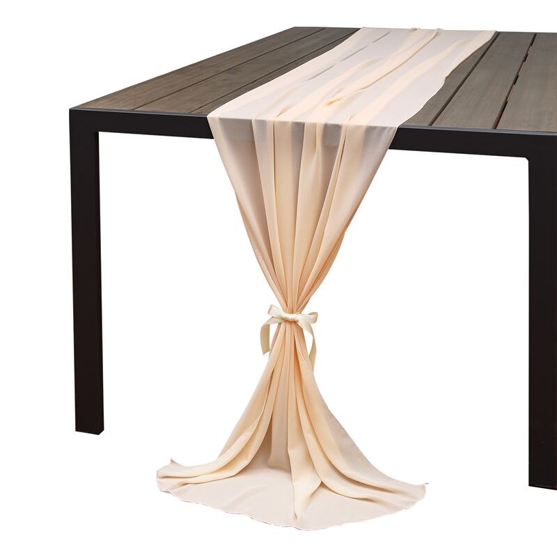 Wedding Table Runners Dusty Blue Burgundy Pink Grey Soft Chiffon Fabric Wedding Runner Bridal Party Decorations (68*300cm): Peach Cream