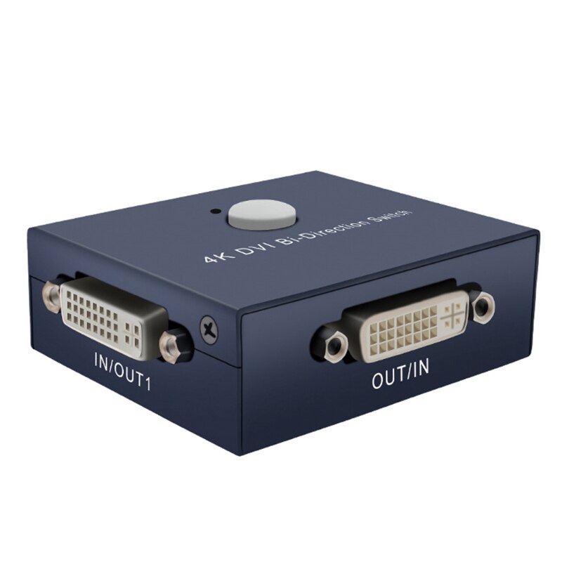 2 Ports DVI Manual Sharing 4K Switch 2 Monitors to 1 Device for PC Laptop DVR Projector HDTV etc