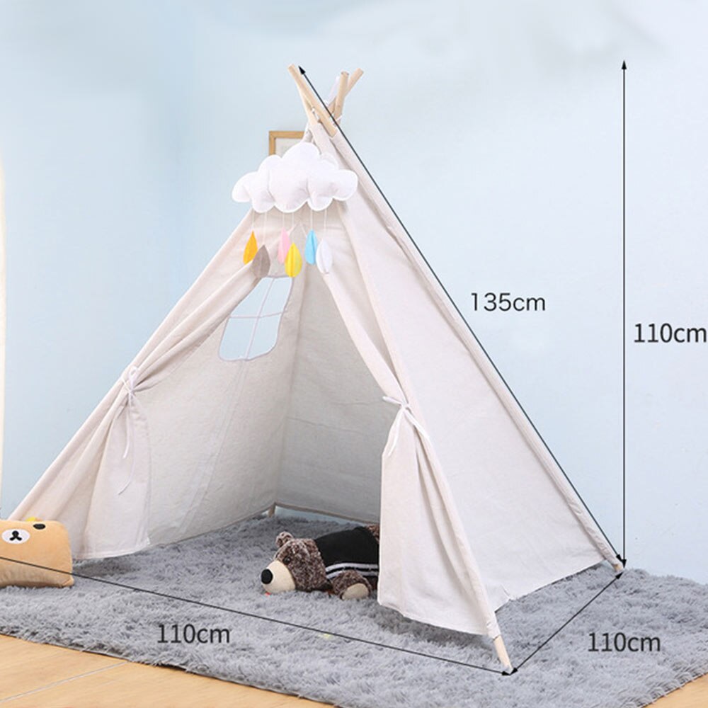 135*110 centimetri Per Bambini Portatili Tenda Tela di Cotone Tepee Casa Tenda dei bambini Delle Ragazze della Casa del Gioco Wigwam Gioco di Casa india Triangolo Tende