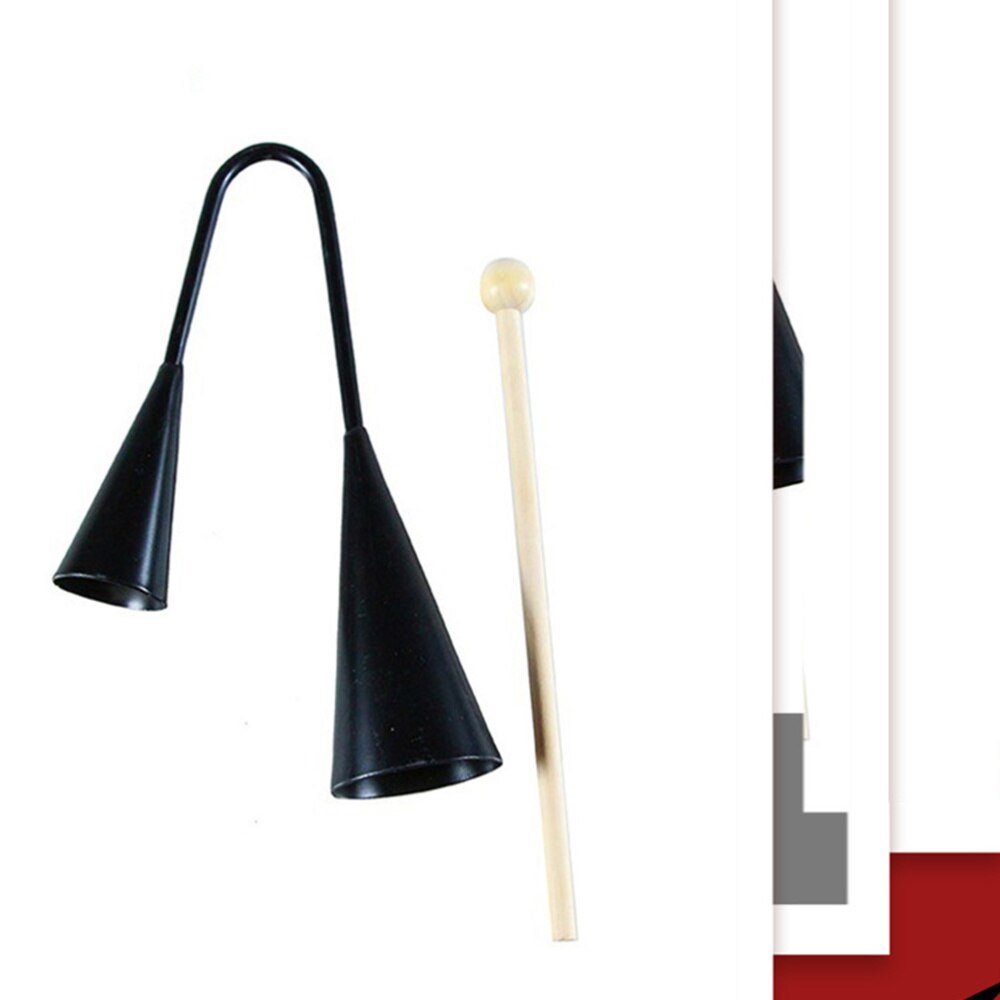 freundlicher Früer Bildung Agogo Glocke Traditionellen Kleine Musical Zwei Tonne freundlicher Schläger Instrument mit Holz Stock (Schwarz)