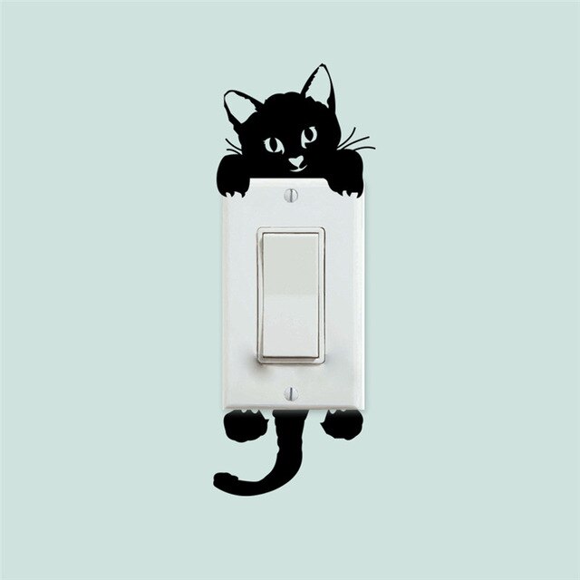 3d effekt katte toiletafbryder toiletdørklistermærker tegneserie køleskab vægklistermærker klistermærker til hjemmet badeværelse indretning plakat vægmaleri: H0327
