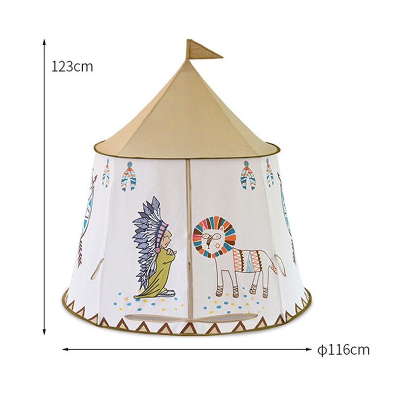 Tenda da gioco semplice per bambini casa da gioco all'aperto coperta yurta indiana gioco per bambini castello piccolo leone animale piega tenda giocattolo 0-6 anni