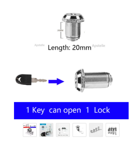 1PCS Drawer file cabinet metal cabinet cam lock longer 10MM 16mm 20mm 25mm 30mm 40mm tool cabinet equipment cabinet box lock: Pink