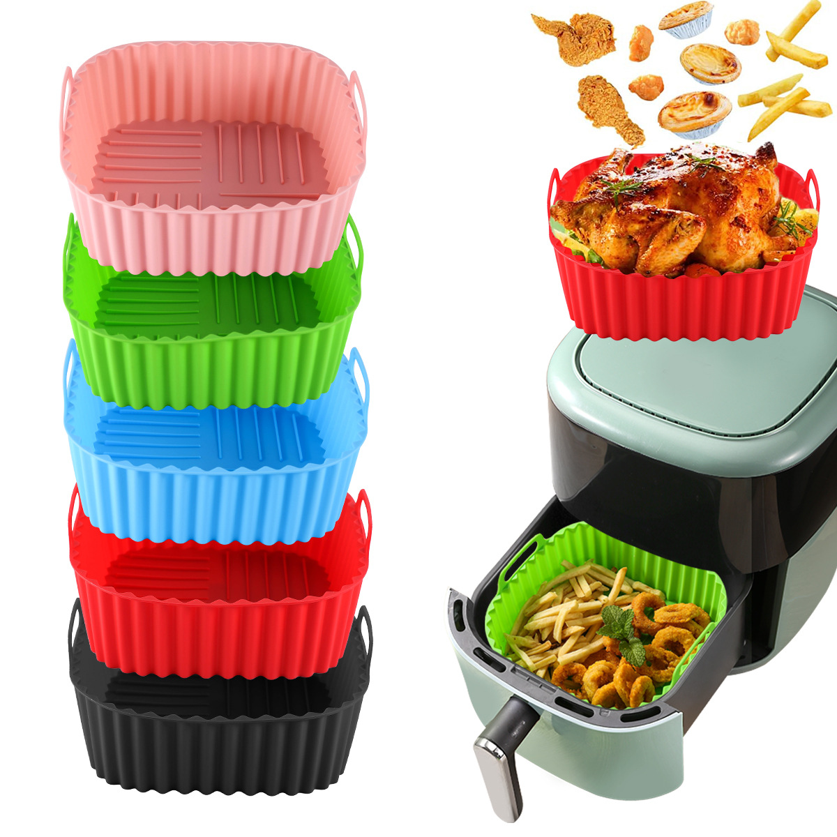 Silicone Multi-color Food Grade Silicone Square Air Fryer Tray for 7QT Air Fryer