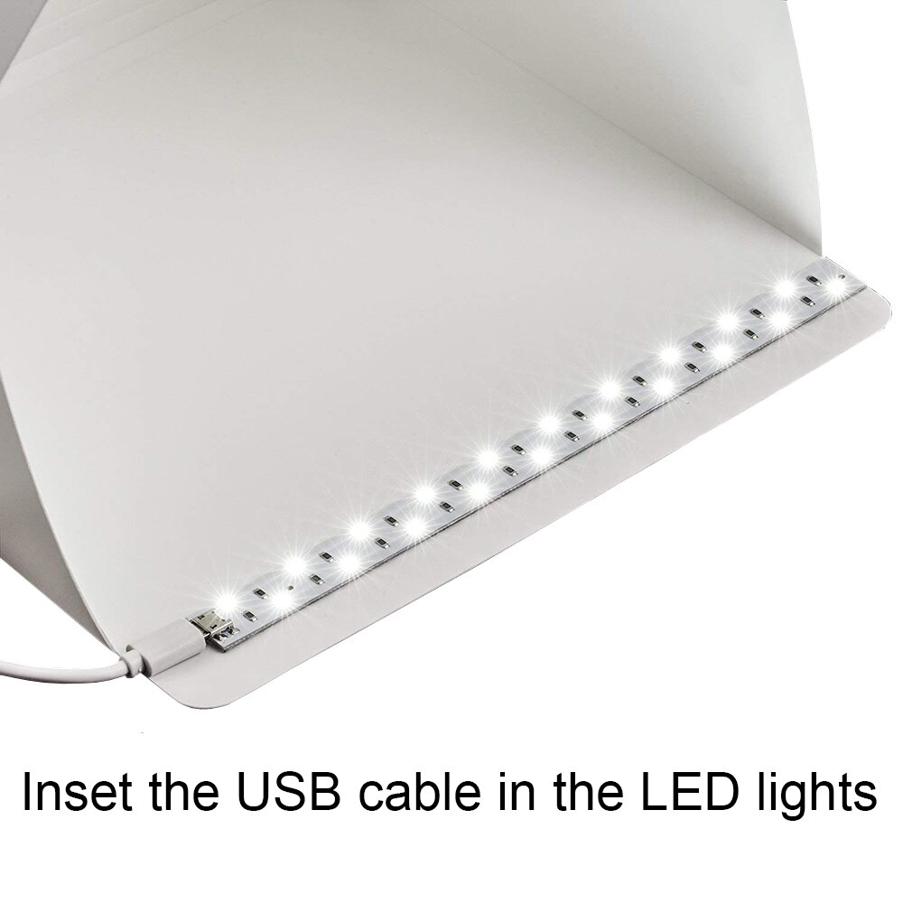 24x23x22cm Portable Mini Photo Studio Box Photography Backdrop built-in Led Light Photo Box Photography Backdrop Box Light Box