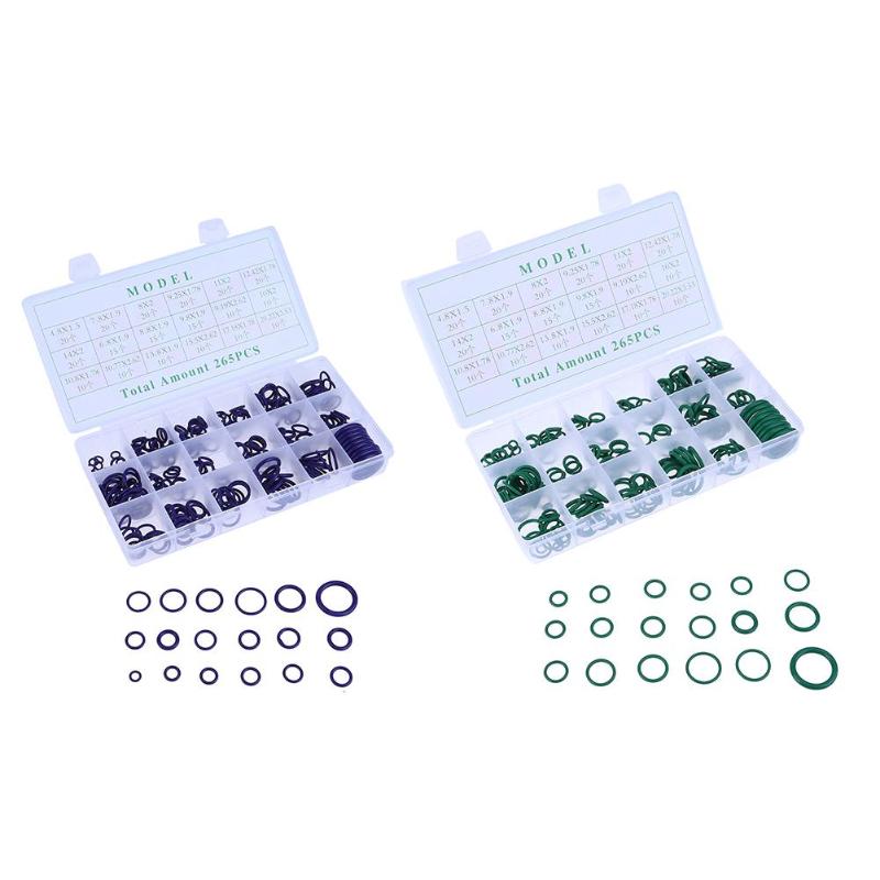 Kit surtido de 265 Uds., Kit de juntas tóricas de aire acondicionado HNBR para coche, herramienta de juego de juntas
