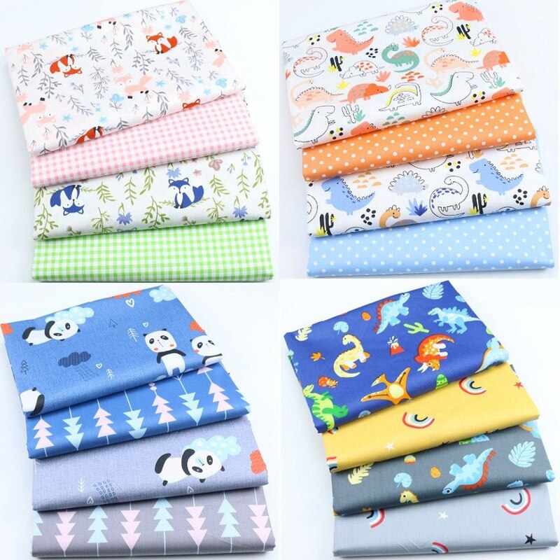 Tissu imprimé de dessin animé pur coton, ensemble de tissus de Collage faits à la main pour lit d'enfants au mètre