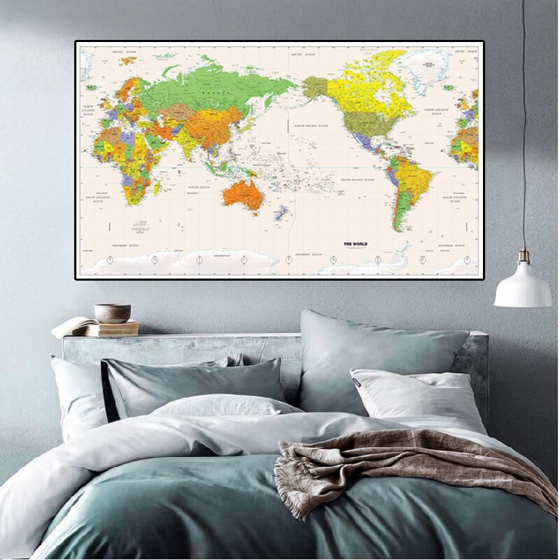 150x100cm mapa físico del mundo sin bandera mapa detallado de las principales ciudades de cada país para viajes y viajes