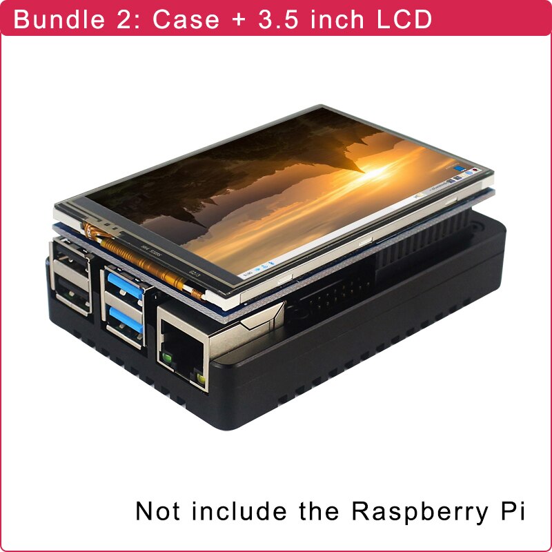 Raspberry Pi 4B Aluminum Alloy Case Ultra-thin CNC Metal Shell Passive Cooling Enclosure + 3.5 LCD for Raspberry Pi 4 Model B: Case with LCD