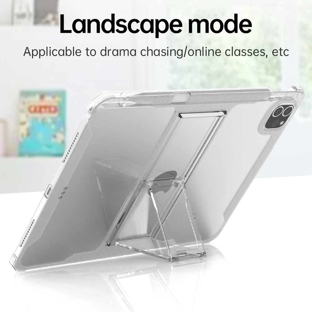 Funda de plástico con soporte para tableta, carcasa suave de TPU para iPad Pro 11, 10,5, Air 5, 4, 3, 10,9, 10,2 pulgadas, 10, 9, 8, 7. ª generación, Mini 6