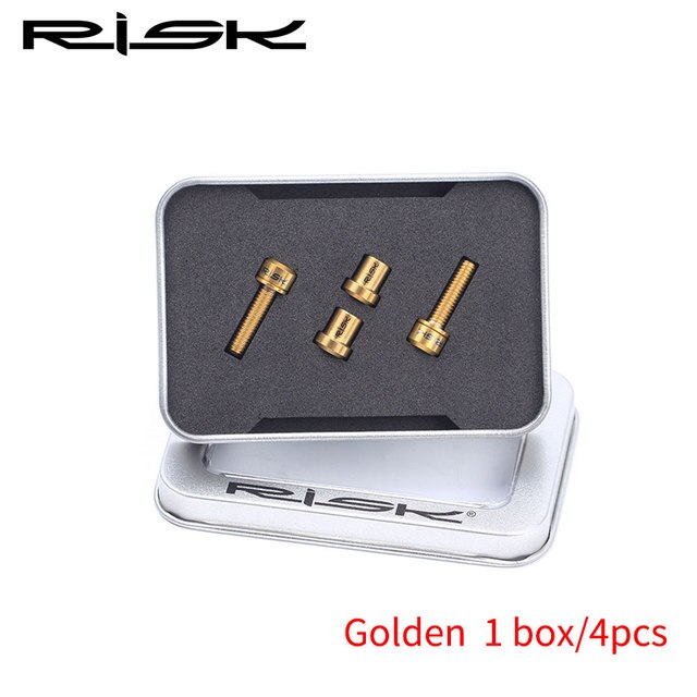 RISK Titanium Bolts M5 X18mm Front Fork Lock Screws Nuts Kit Ti Bolt Carbon Fibre Stem Bolts Road MTB Bike Fixing Fasteners Set: 1 set Golden