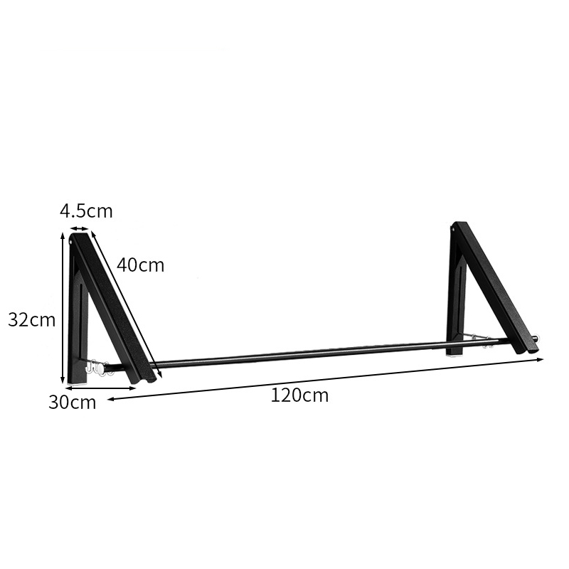 Huishoudelijke Draagbare Vouwen Kleerhanger Muur Gemonteerde Badkamer Droogrek Intrekbare Onzichtbare Kleding Rail Droogrekken: 2pcs Black 120cm rod