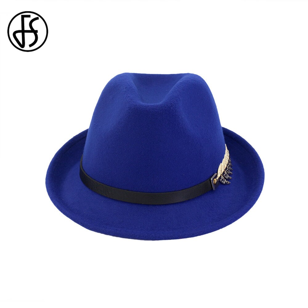 Fs wolvilt dames heren fedora hoed voor lente herfst dame gangster trilby kerk jazz hoeden panama pet zwarte krul rand