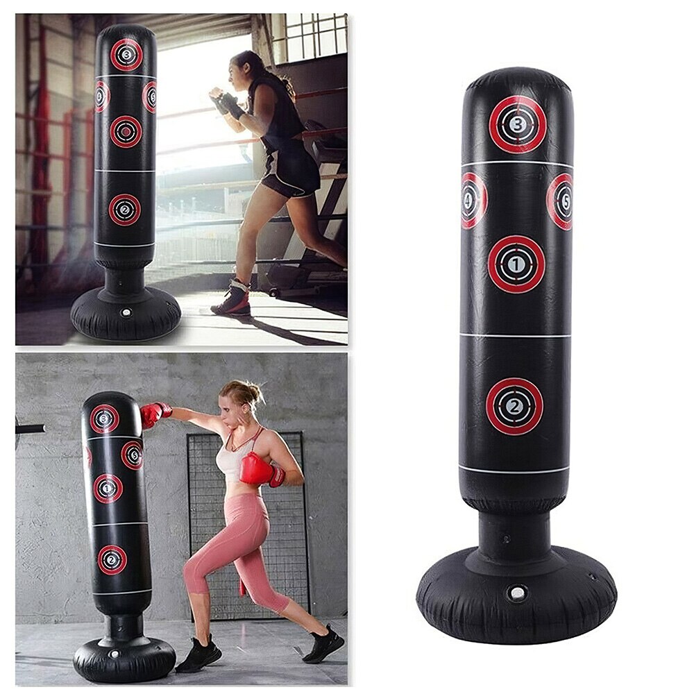 1.6M gonflable Stress poinçonnage tour sac boxe debout gobelet Muay entraînement soulagement de la pression rebond retour sac de sable avec pompe