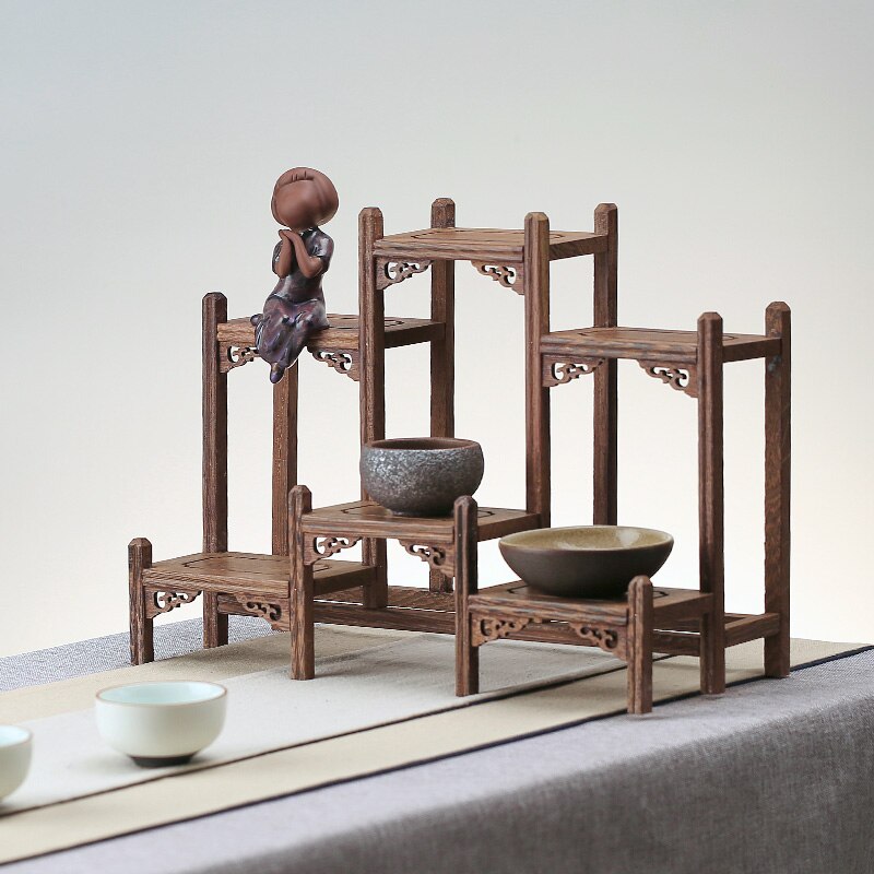 Kleine Massief Houten Eenvoudige Thee Pot Houder Antiek-En-Curiosa Planken Kippenvleugels Hout Chinese Stijl Thee Pot lade