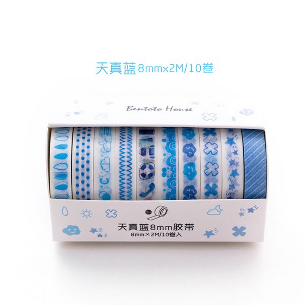 10 Pcs Washi Tape Masking Tape Set Grid Stickers Scrapbooking Cinta Adhesiva Decorativa Washitape Kawaii Wasi Tape De Decoracion: Blue