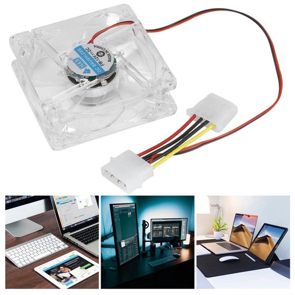 80mm Computer PC Fan With LED Silent Fan PC CPU Cooling Fan LED Luminous Chass CPU Cooler for Computer Case Cooling Fan Mod