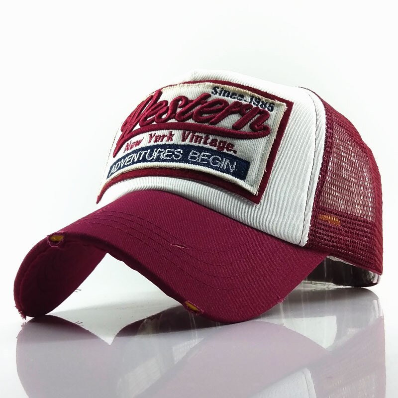 Canze western-baseballkappe, waschbarer hut, herren- und damen-baseballkappe, outdoor-sport-sonnenhut: Rot
