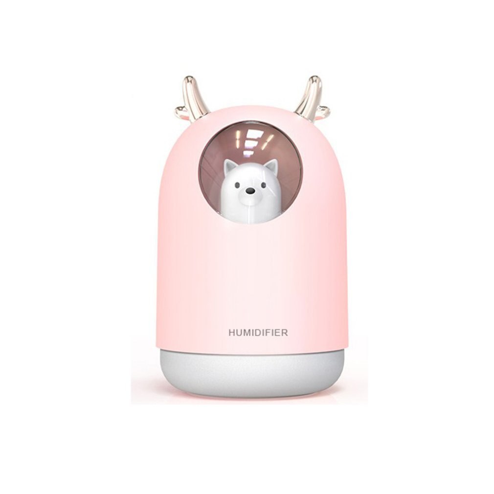 Schattige huisdier usb mini luchtbevochtiger thuis slaapkamer dempen klein bureau luchtspray dier mechanisch ultrasoon 30 db dempen: Roze
