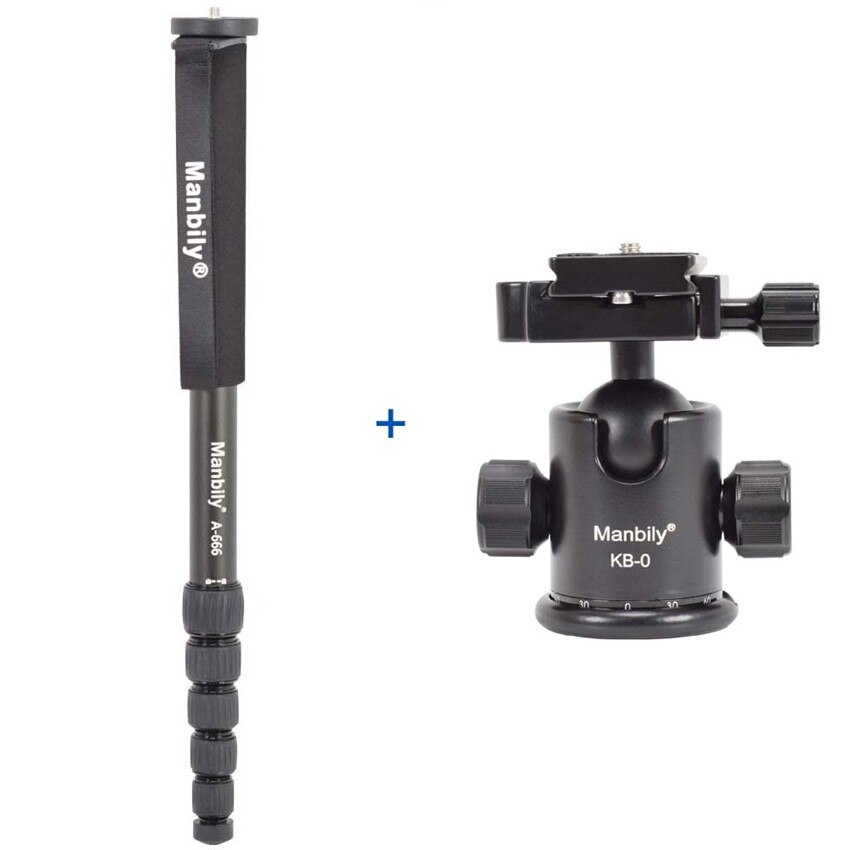 Manbily A-666 Professionele Draagbare Reizen Dslr Camera Monopod Statief Stand, KB-0 Balhoofd, M2 Stand Base, max Hoogte 1.8 M: A-666 with KB-0