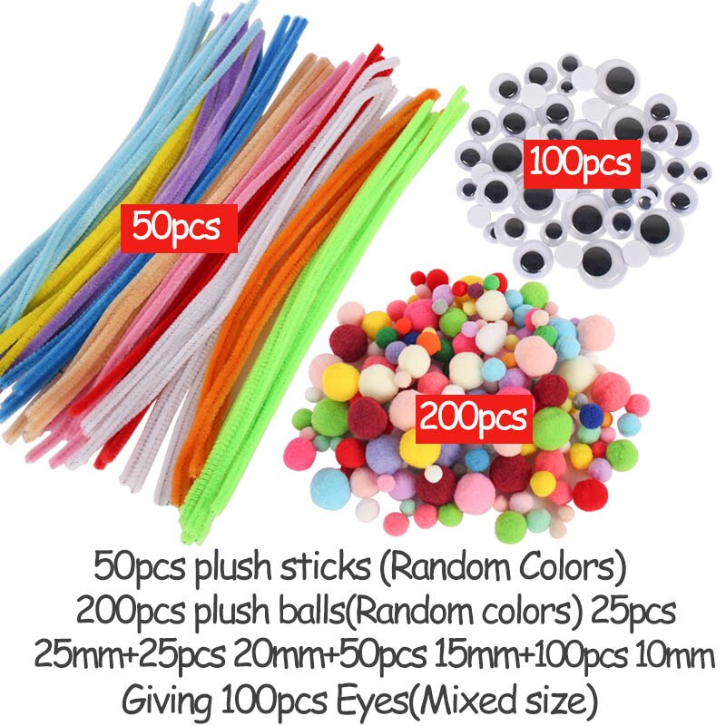 Pomponer / chenille wire / googly øjne diy håndlavede børn legetøj hjem fest indretning gratis  m0205: Stil 3