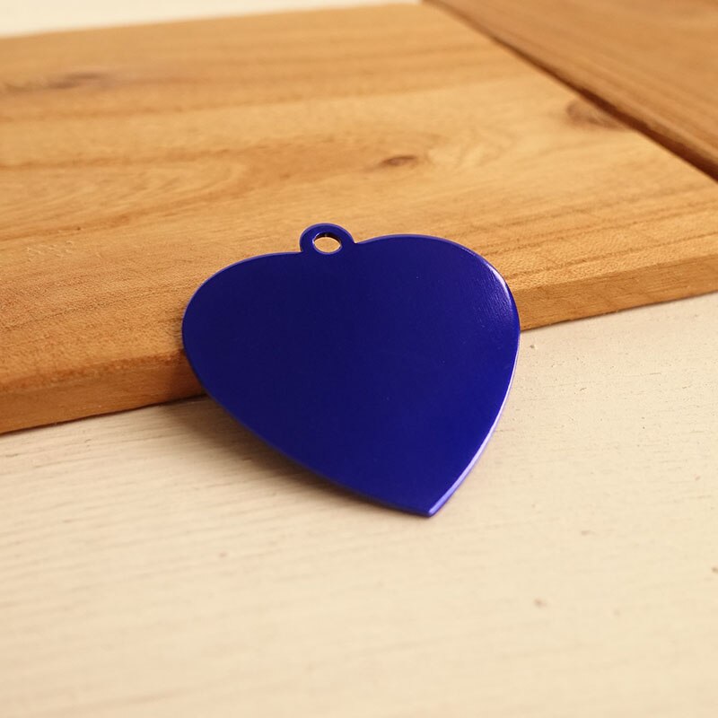 20 teile/los einfache Aluminium Kosename Schild Herzform Benutzerdefinierte Graviert hund katze Name Telefonnummer Hundemarke 10 farben DIT-021: Marine-Blau