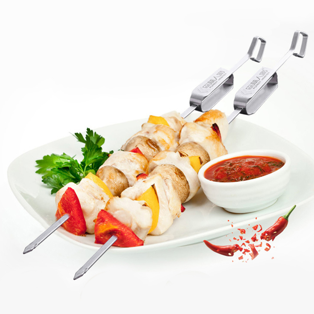 Barbecue Skewers,13" Stainless Steel BBQ Kabob Sticks,Heat Resistant Barbecue Stick Grilling Cooking Sticks with Removal Slider