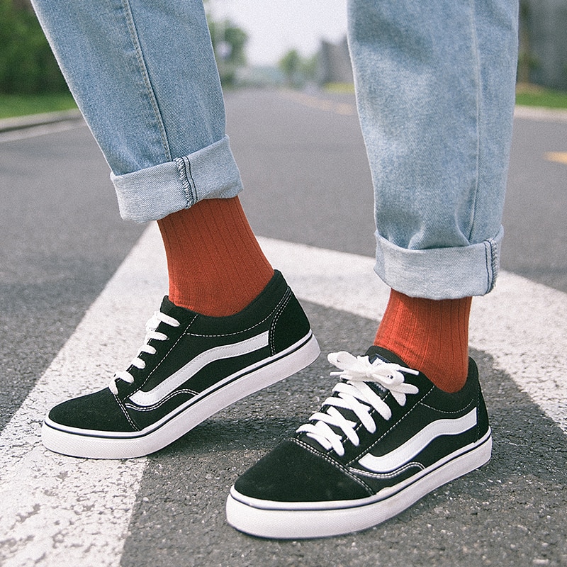Socks for men cotton solid color crew sock Unisex male mark formelle socks spring summer man casual socks meias