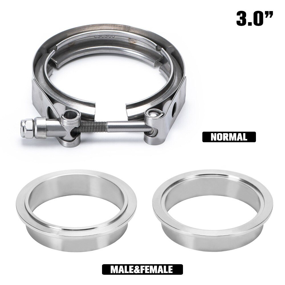 3 &quot;Sus 304 Staal Roestvrij Uitlaat V Band Klem Flens Kit Quick Release Clamp Mannelijke Vrouwelijke Flens Platte Flens auto Accessoires: VCN3 VFM3