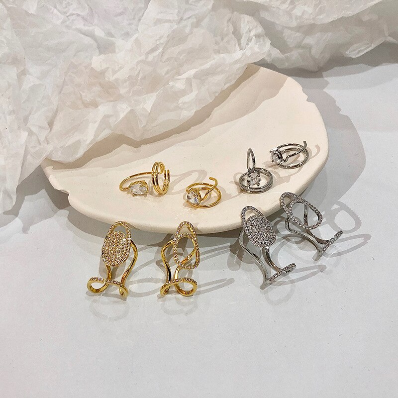 HUANZHI Neue Koreanische modisch Coole glänzend Strass Intarsien Fingerspitze Nagel Legierung ringe für Frauen Mädchen Party Zubehör