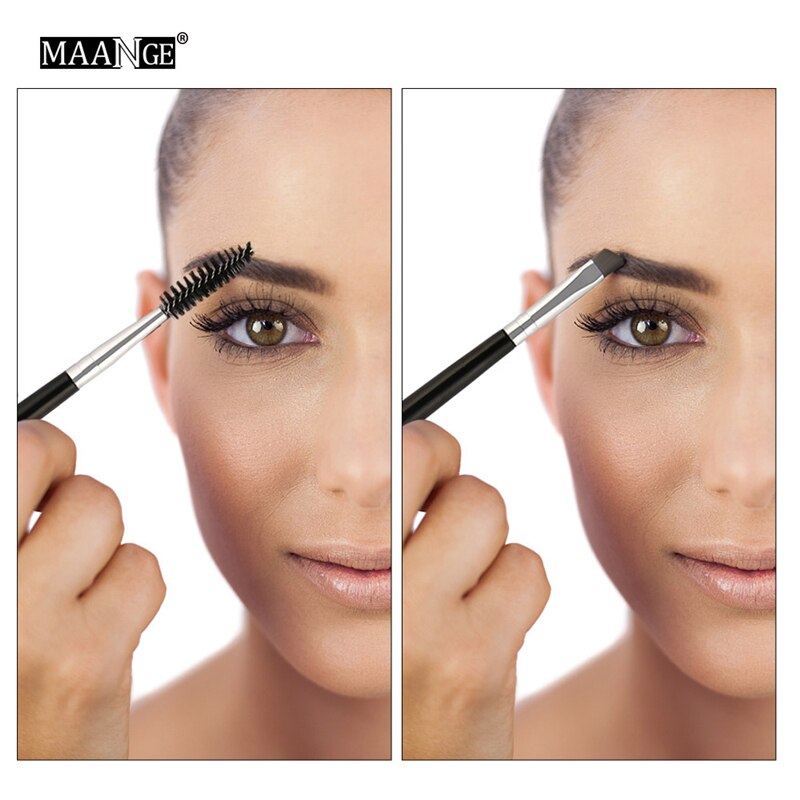 Baratos Pincéis De Maquiagem Duo Escova Sobrancelha Maquiagem Sobrancelha Plana Angular Escovas Punho de Madeira Dupla Face Atacado maquillage pinceaux
