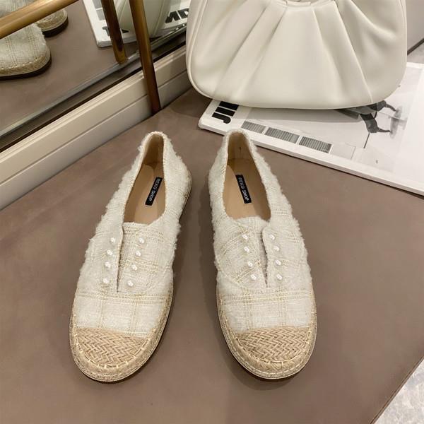 Schoenen dames instappers damesschoenen ondiepe mond parelversiering loafers met bont ronde neus casual sneaker instappers: 1 / 35