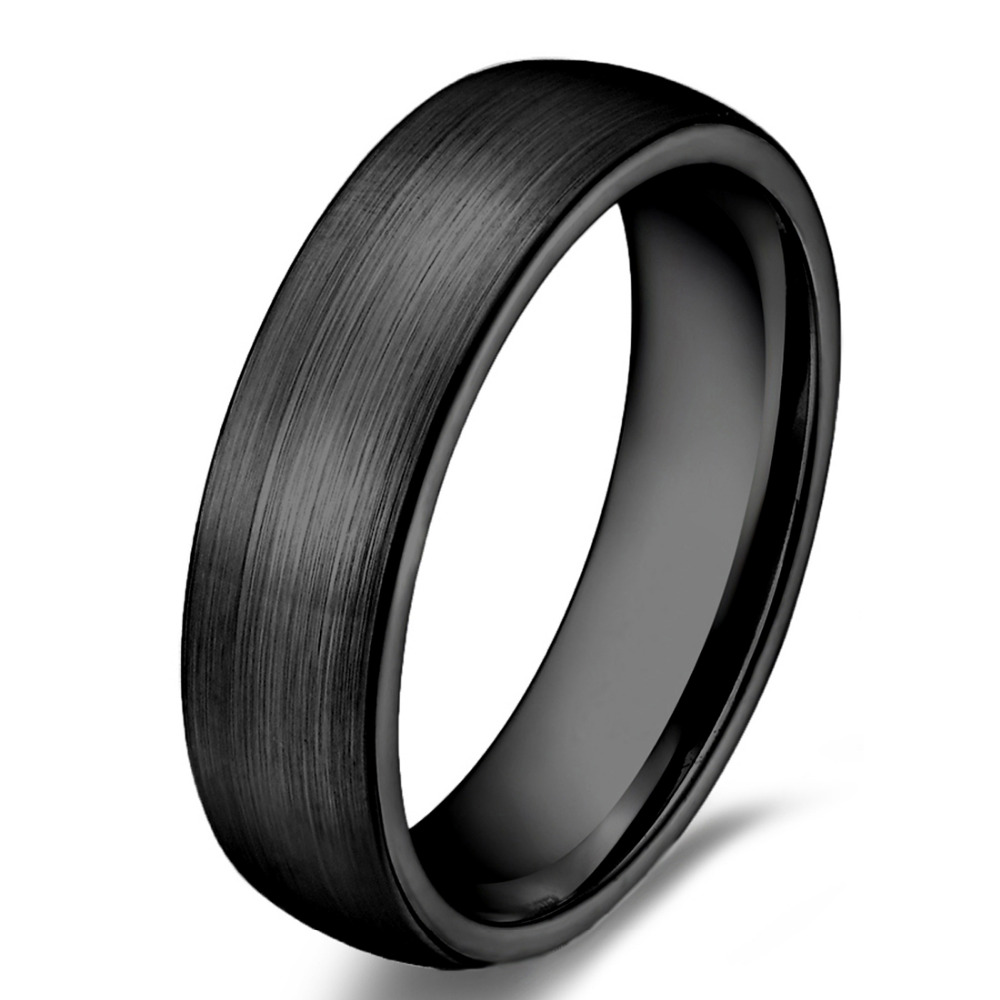 Somen 4/6/8mm Ceramic Ring Black Wedding Engagement Band Brushed Flat Comfort Fit Men Women Jewelry