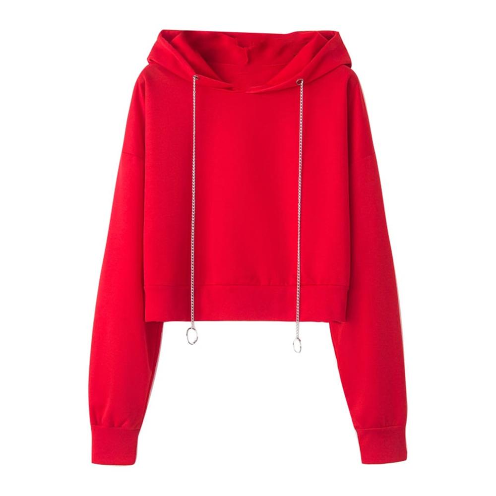 Casual Losse Truien Mode vrouwen Effen Kleur Jumper Hooded Lange mouwen Lantaarn Mouw Sweatshirt Tops: S / Red