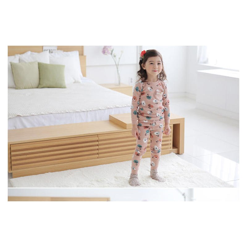 Børns langærmet blomsterprint undertøj piger pyjamas hjemmetøj fritidssæt nattøj nattøj