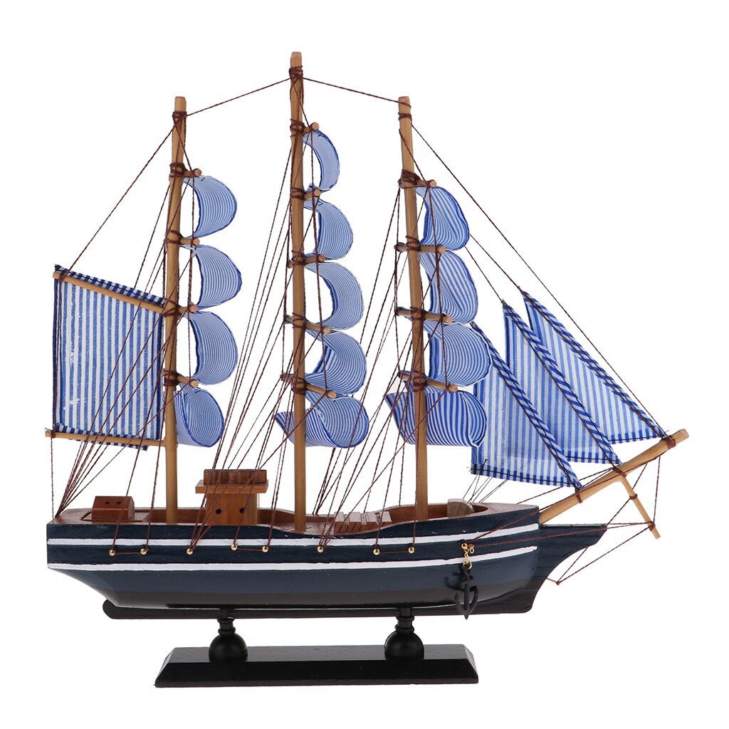 Mediterranean Pirate Ship Sailboat Wood Model Decorative Nautical Decor