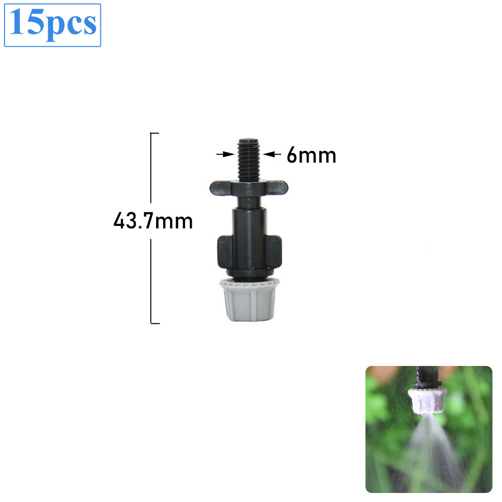 Micro Drip Irrigation Misting Nozzle Adjustable Spray Cooling Sprinkler 1/4 Tee Barb Connector For Garden Greenhouse: black