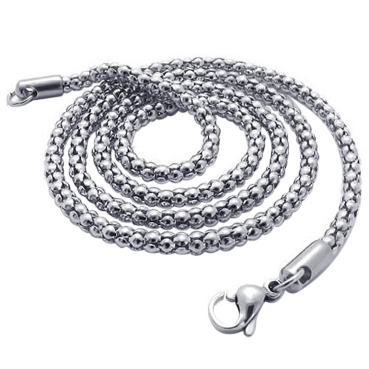 Jewelry men's chain, stainless steel curb chain necklace, silver (3 mm wide, 60 cm long)