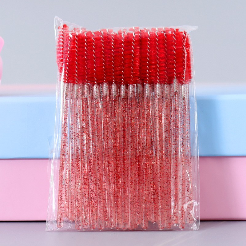 QSTY-brocha de maquillaje para pestañas, 50 Uds., aplicador de rímel desechable individual, peine, varita, herramientas de pinceles de maquillaje para pestañas, 6 colores: Gris
