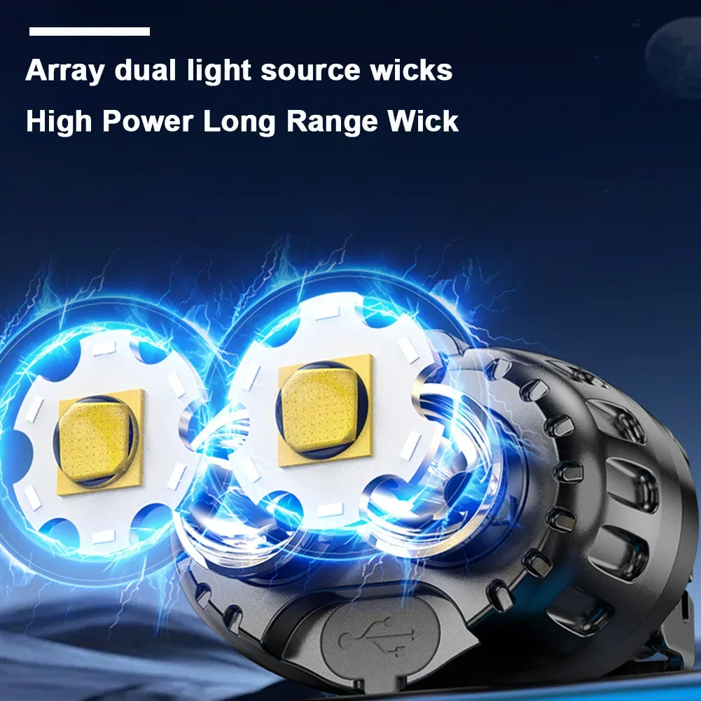 LED Motion Sensor Headlamp USB Rechargeable Headlight Outdoor Waterproof Headlight Camping Tools Fishing Head flashlight Lantern