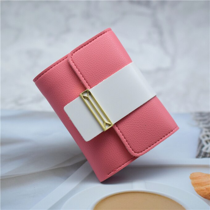 Dames portemonnee en tas van pu leer zwart/blauw/bruin/grijs/roze korte slanke dames portemonnee creditcardhouder portemonnee hoesje: Zoals getoond