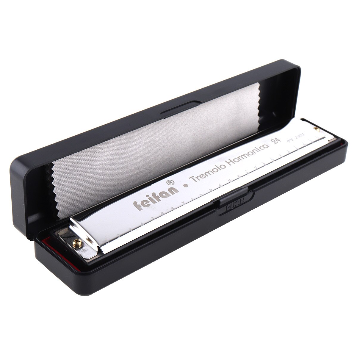 Zilveren feifan 24 gaten 8k titanium mondharmonica tremolo toon keyc harp mondorgel muziekinstrumenten voor beginners