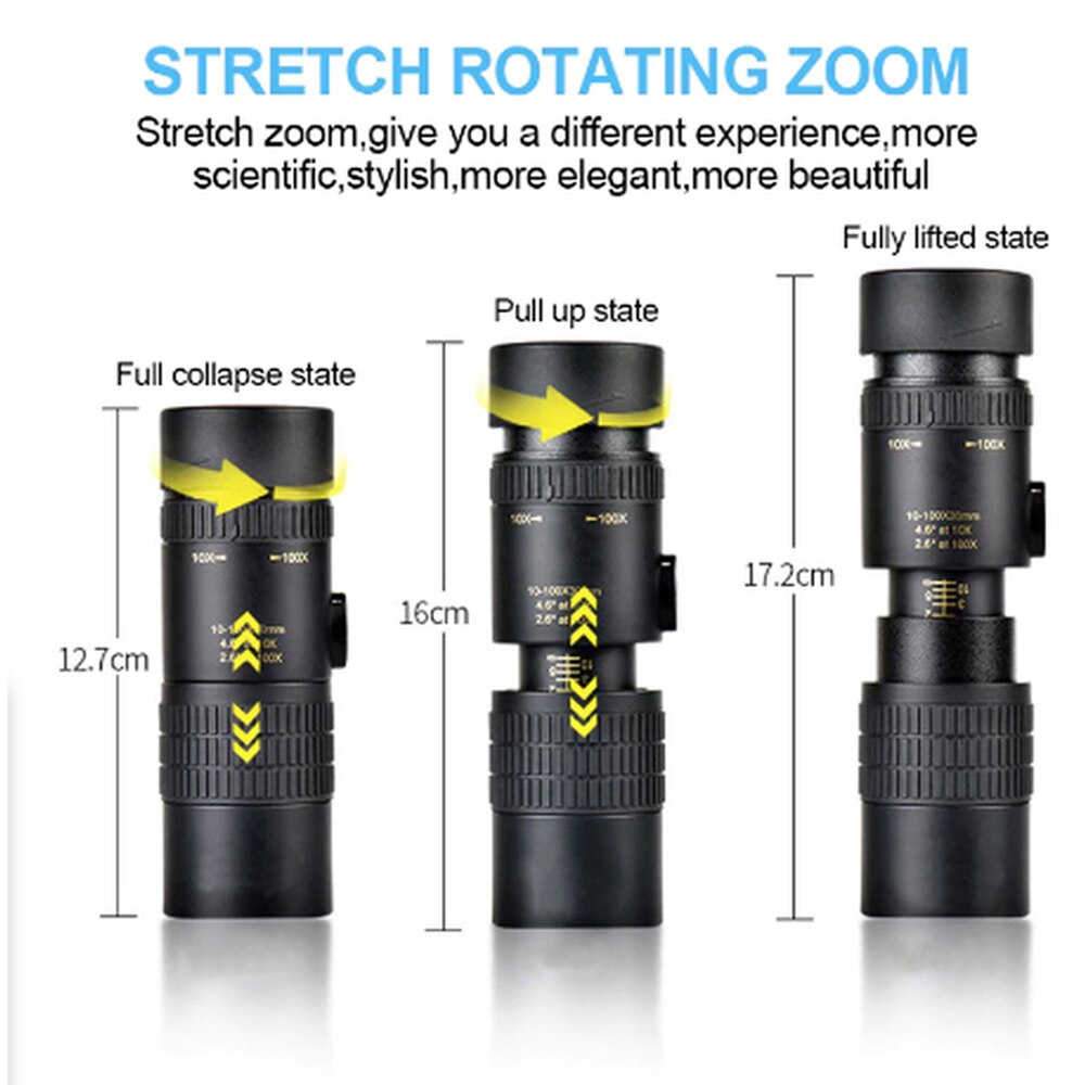 4K 10-30x30mm Night Vision High-definition High-power Telescope Telescope Super Telephoto Zoom Monocular Telescope Tripod