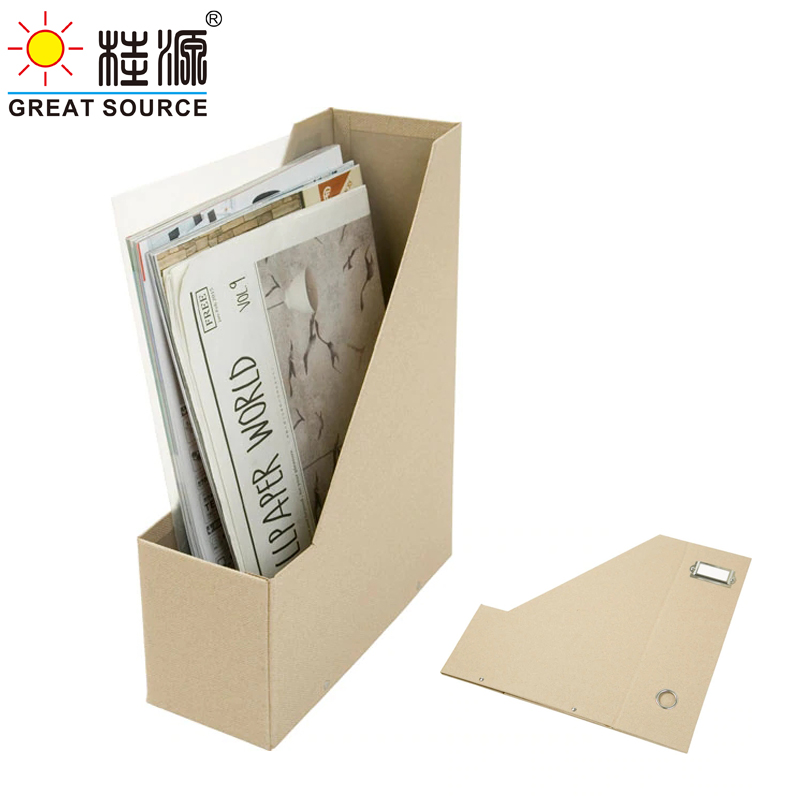 Sammenklappelig magasinholder karton avis filholder skrivebord top organisator bogstang beige træ naturpapir ( 2 stk.)