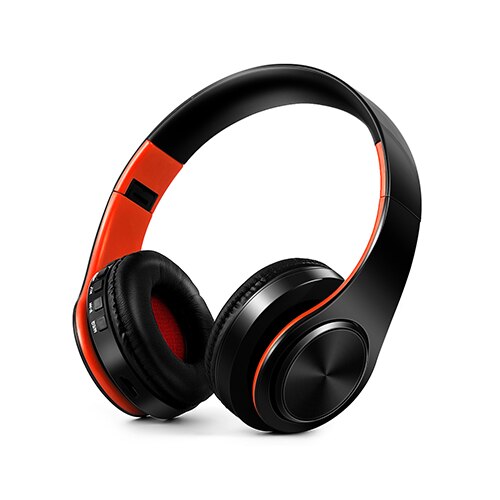 Girl Boy earphones Wireless Stereo Bluetooth Headphones Built-in Mic Soft Earmuffs Sports Headset BASS for ios and Android: black orange