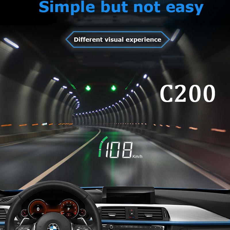 GEYIREN hud C200 Hud Display Car KM/h MPH Auto Electronics A100 A100s OBD2 Hud windshield Projector display