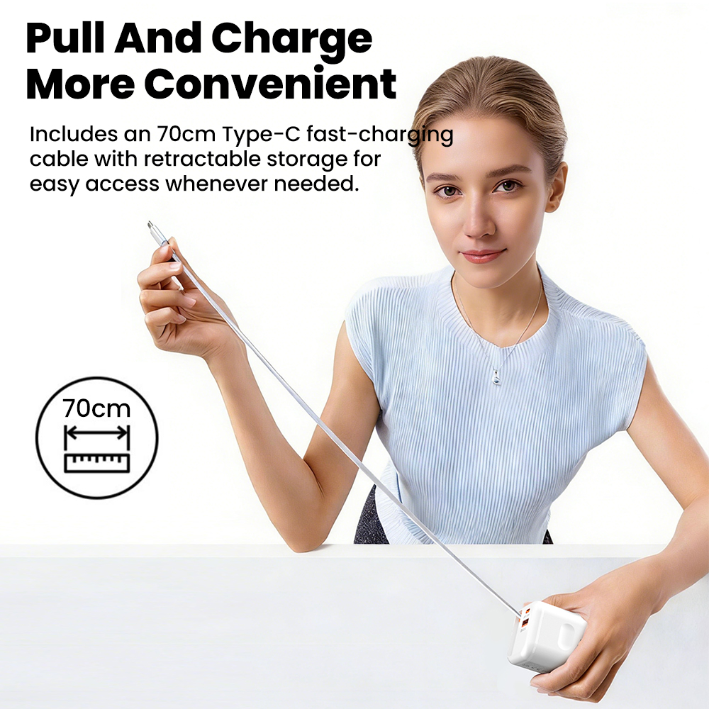 65w- poorts dual-port intrekbare kabel snellader snellader reis usb-c oplader eu/us/uk stekkeradapter voor iphone 15 16 17